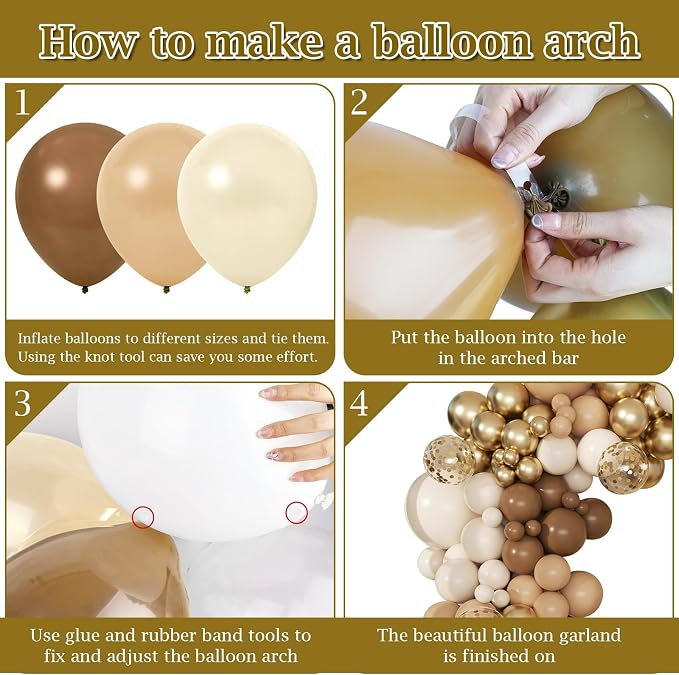 168pcs Brown Balloon Garland Arch Kit Different Sizes | 18 12 10 5 inch Latex / - Image 3