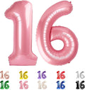Number 16 Balloon 40Inch for 16 Year Old Birthday Decorations, Pearl Pink | by Mluchee