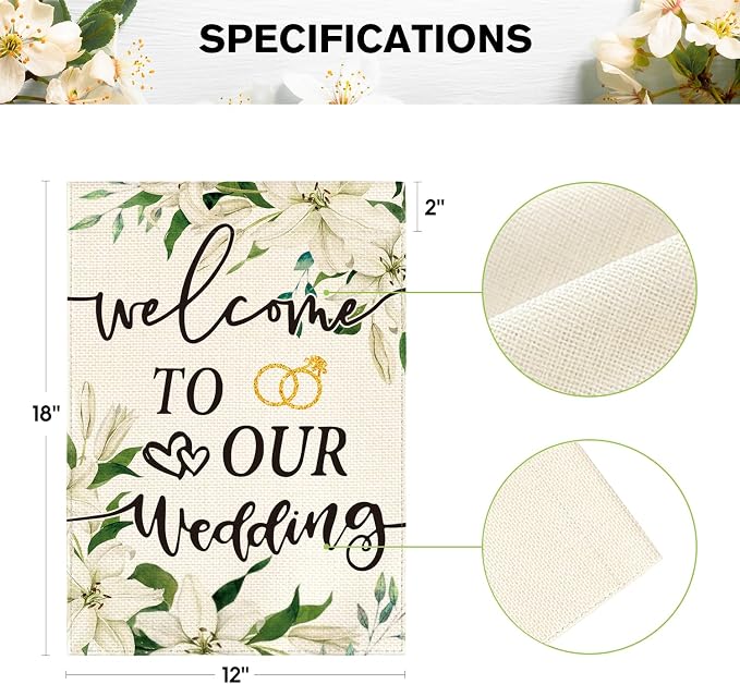 AVOIN colorlife Welcome to Our Wedding Garden Flag 12x18 Inch | Double Sided - Image 5