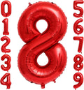 Red 8 Number Balloons, 40 Inch 8 Balloons Foil Mylar Helium Big Red 8 Balloon by BBPOOL