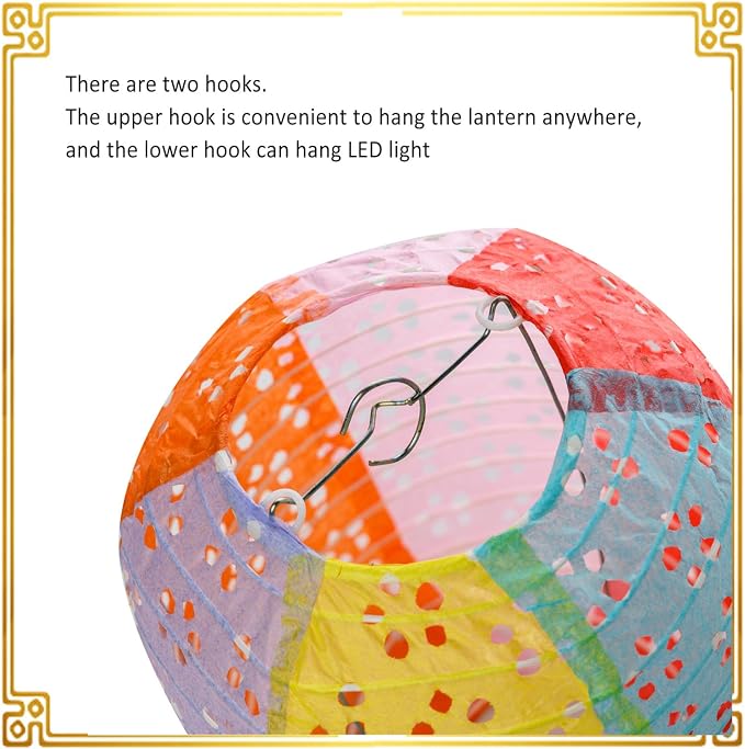 12Pcs Paper Lanterns Chinese Japanese Colorful Hanging Paper Lanterns - Image 9