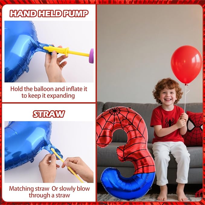 40 Inch Vibrant Spider-Themed Number Foil Balloons - Image 4