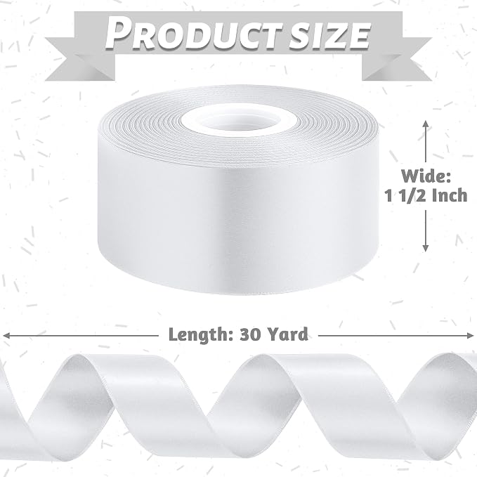 1 1/2In 30Yards Silver Ribbon for Gift Wrapping Christmas Tree Decorations | - Image 2