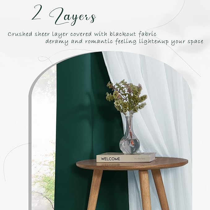 PONY DANCE Bedroom Curtains Blackout, 52 x 63 in, Hunter Green, 2 Panels | - Image 4