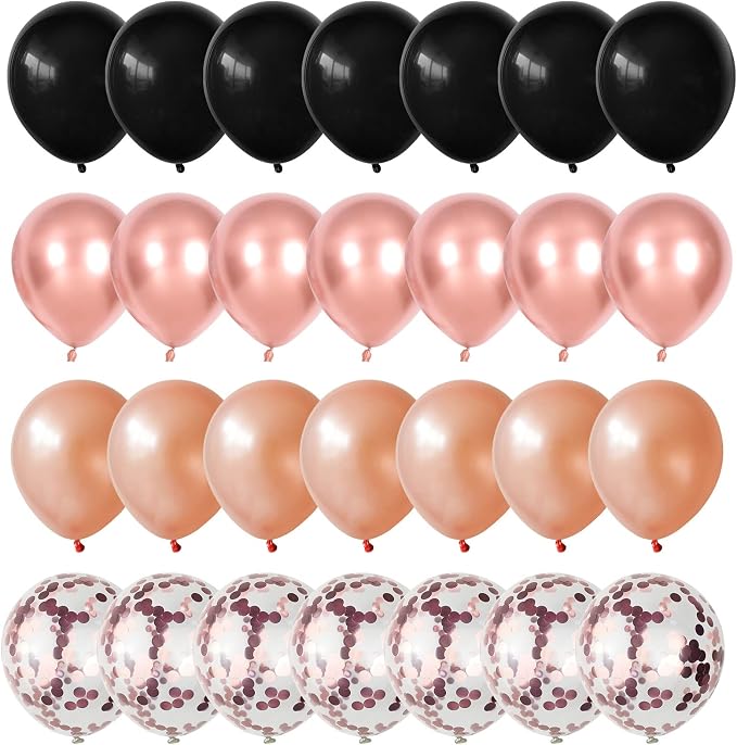 Metallic Rose Gold & Black Pearl Balloons - Image 9