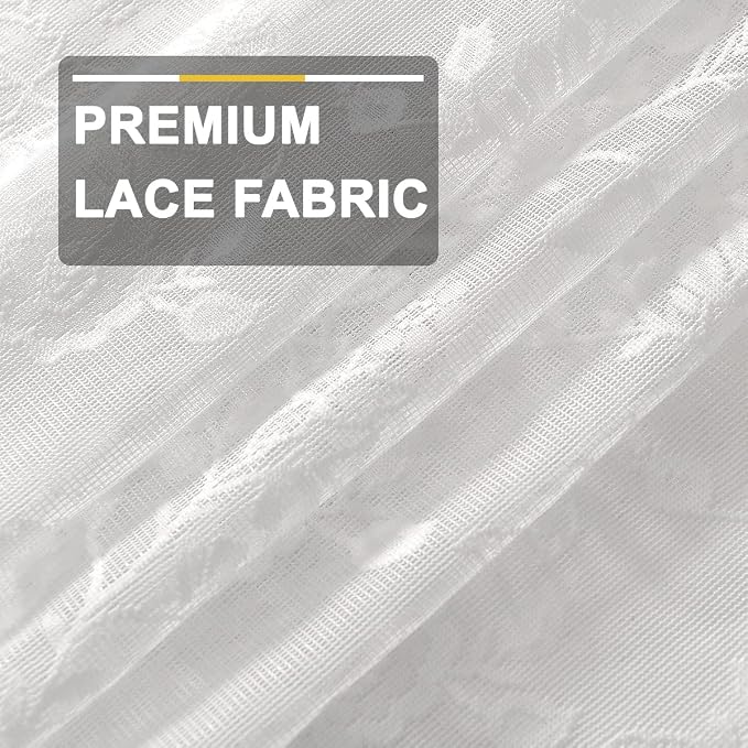 FINECITY White Floral Lace Valance Curtain - Image 7