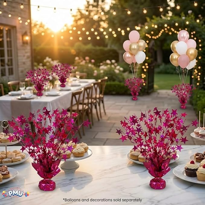 PMU 6 Pack Bursting Star Metallic Foil Spray Centerpiece- Burgundy Prismatic - Image 8