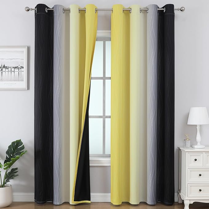 Black and Yellow Ombre Blackout Curtains by ESTELARTEXTILER