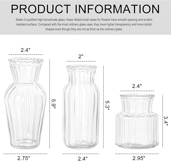 Modern Clear Glass Vase Set - 18Pcs Small Handmade Flower Vases, Decorative Mini Bud Vases for Wedding Reception, Dining Table, and Home Decor - Perfect for Single Stem Flowers