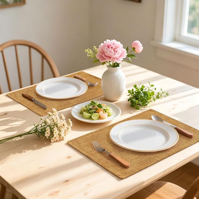 Homaxy Cloths Placemats for Dining Table Set of 4, Amber | Heat Resistant - Image 2