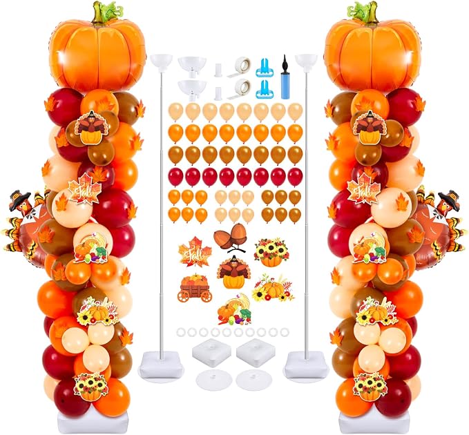 Gejoy 2 Set Thanksgiving Fall Balloon Column Stand Set by Gejoy