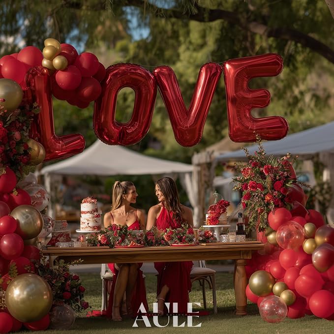 AULE 40 Inch Red E Balloon Letter Foil A-Z Birthday Big Alphabet | Birthday - Image 2