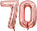 Rose Gold 70 Number Balloons, 40 Inch Big Giant Jumbo 70 Balloon Numbers Rose by BBPOOL