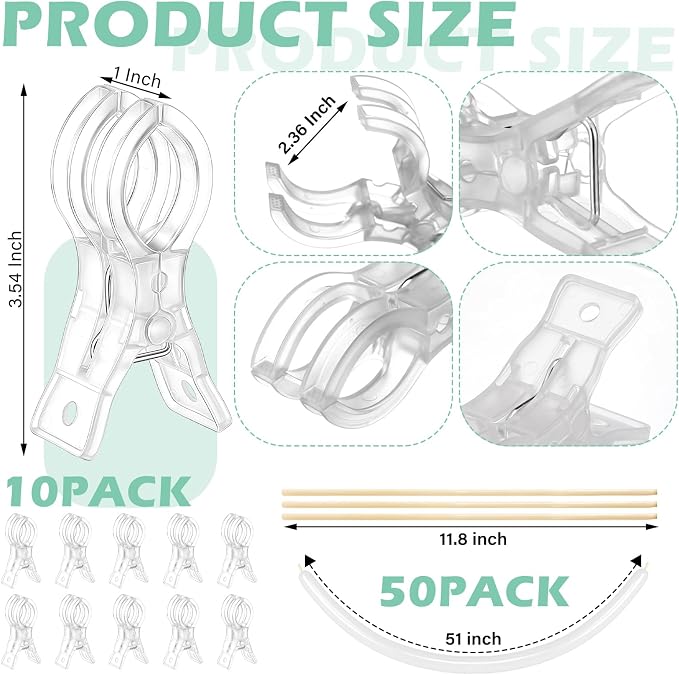 10 Pack Large Balloon Arch Clips Plastic Transparent Backdrop Spring Clamps 3.5 - Image 2