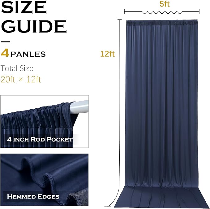 20ft×12ft Navy Blue Backdrop Curtain - Image 7
