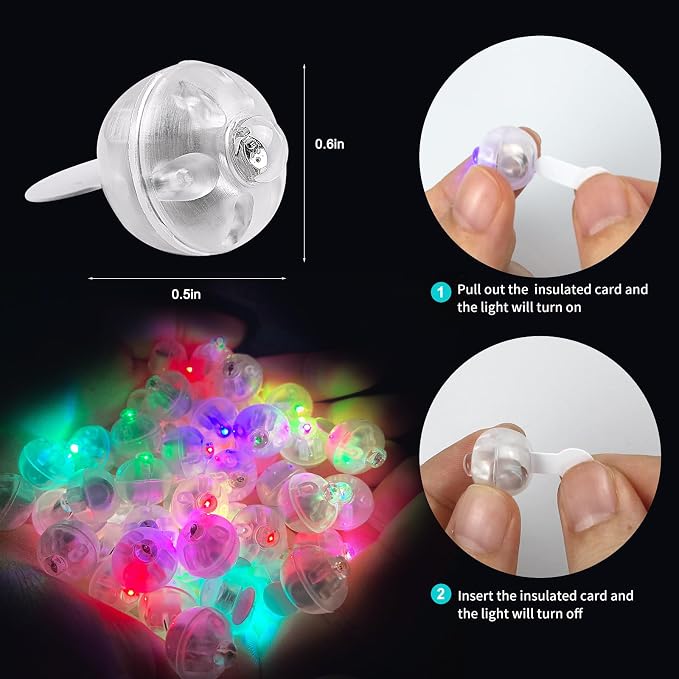 50pcs Multicolor LED Balloon Lights, Rainbow-Colored Round LED Flash Mini Ball - Image 2