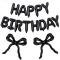 Black Bow Happy Birthday Balloons Banner, 22 Inch Black Bow Foil Balloons by Togvu