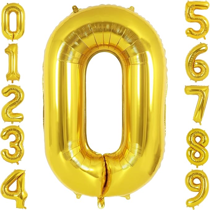 40 Inch Gold Number 0 Foil Balloon by TNCDJKPA