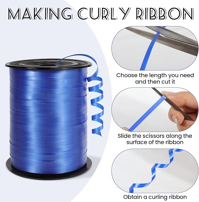 500 Yards Blue Curling Ribbon, 1/5 Inch Wide Balloons String Ribbons - Image 3
