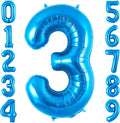 Blue 3 Balloon Number, 40 Inch Number 3 Balloon Big Blue 3 Foil Mylar Helium by BBPOOL