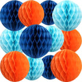 Orange and Blue Paper Honeycomb Flower Balls-12 Pcs 6" 10" Tissue Pompoms They by Unknown