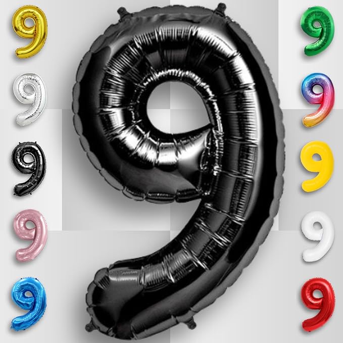 Black Number Balloon 9 Mylar Foil Balloons 40 inch - Image 6