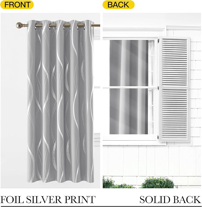 NICETOWN Silver Grey Blackout Curtain Panels - Image 4
