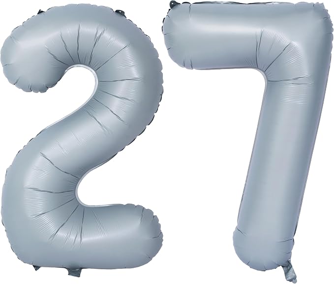40 In Matte gray Number Balloon Helium Foil Mylar Birthday Balloon Digit 27 | by Exquisitehighqualitypartydecorationstomeetyoureveryneed%EF%BC%81