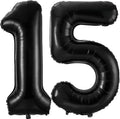 Black 15 Balloon Number, 40 Inch Number 15 Balloon Large Black Foil Mylar by BBPOOL