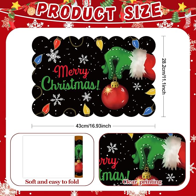 50PCS Merry Christmas Paper Placemats Disposable Xmas Winter Holiday Table Mats - Image 2