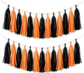 Black Orange Tassel Garland Banner, 30 Pack Paper Tassels Streamers by SIPRKAICT