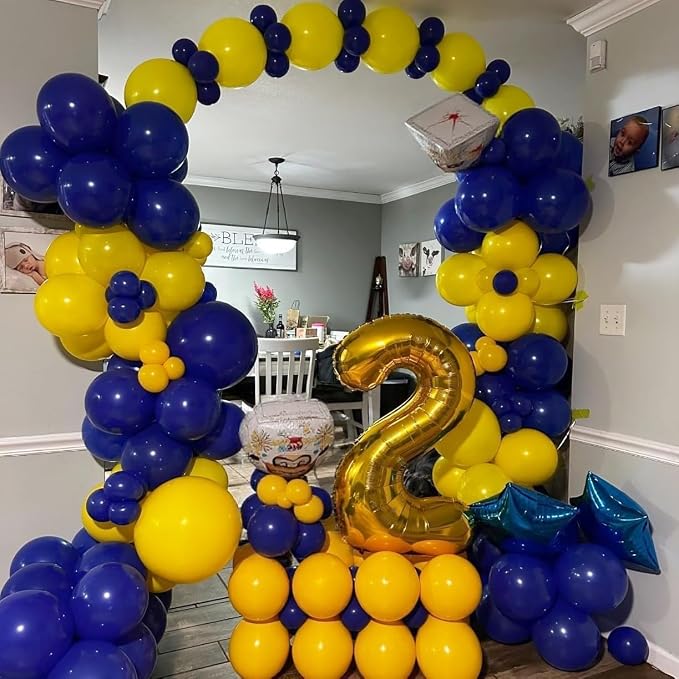 KBZVNAF Blue and Yellow Latex Balloons 60 Pack 12 inch | Royal Blue Yellow - Image 6