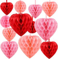 BOARDFEB 12PCS Valentine's Day Decorations, Heart Honeycomb Balls Hanging | Pink by BOARDFEB