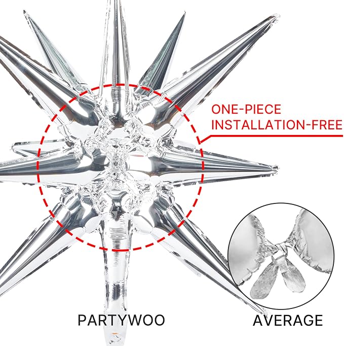 PartyWoo Metallic Silver Star Balloons 110pcs Different Sizes 18 12 10 5 Inch - Image 5