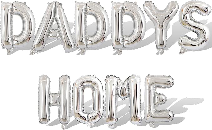 2 Set 20Pcs Silver DADDYS HOME Letter Balloons 16in Balloon Foil Letter by Fezava
