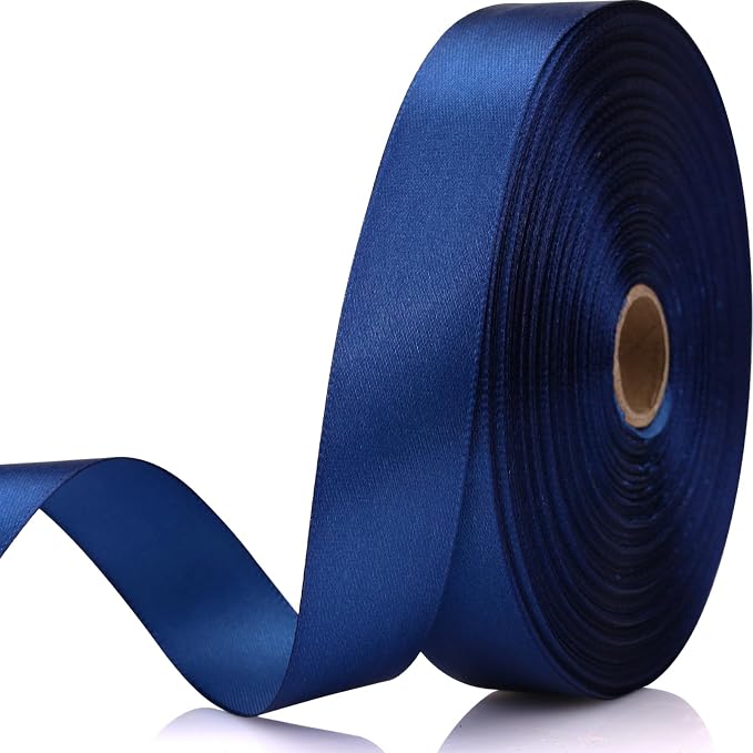 7/8 Inch 60 Yards Deep Blue Satin Craft Ribbon-Single Face Polyester Ribbon by Unknown