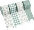 Sage Green Wired Ribbon, 4 Rolls 2.5 Inch Decorative Gingham Ribbon by Unknown