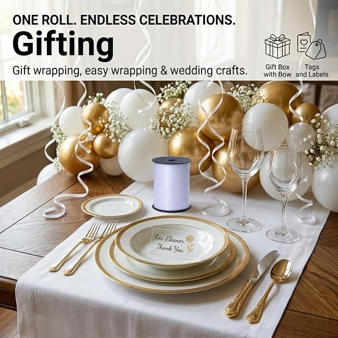 500 Yards White Curling Ribbon 1/5 Inch — Balloon String Ribbon - Image 6