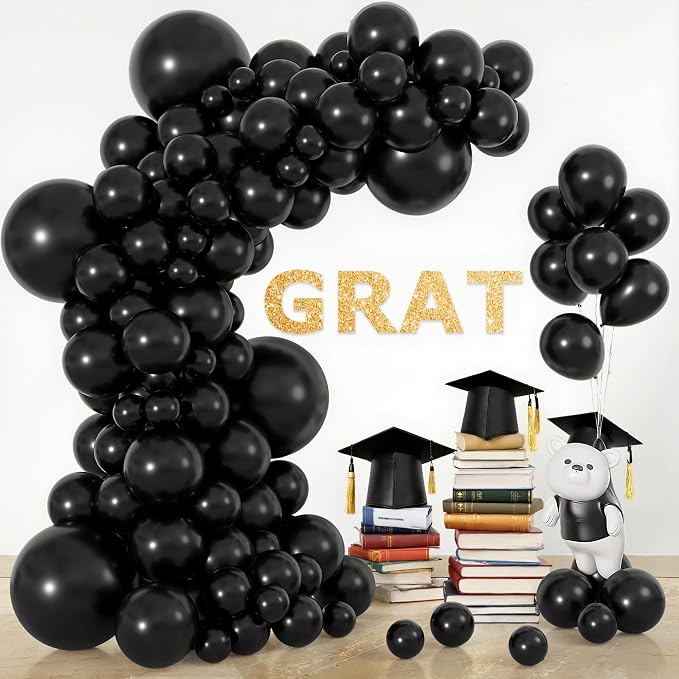 164Pcs Black Balloons Garland Arch Kit Different Sizes | 18 12 10 5 inch Matte - Image 6