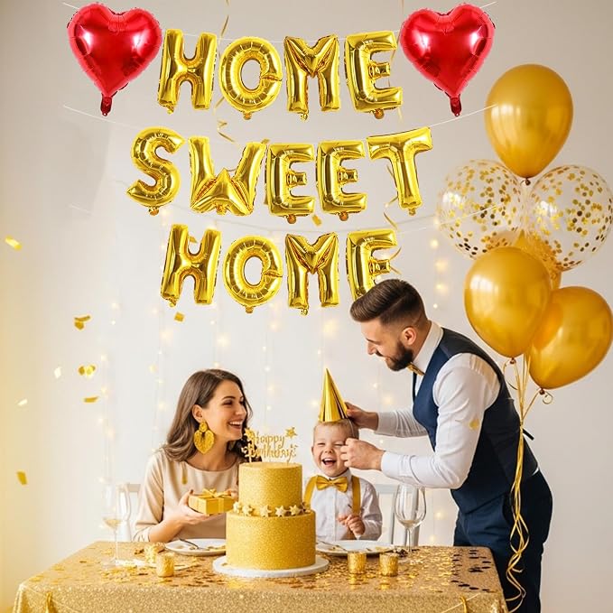 TONIFUL 16 Inch Fat Gold HOME SWEET HOME Letter Balloon - Image 6