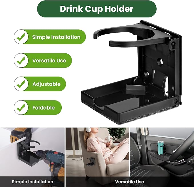 2pcs Wall Cup Holder, Boat Cup Holder, Diamond Embossed Texture | Folding Cup - Image 5