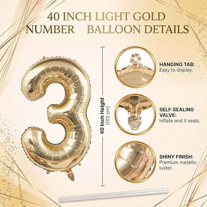 White Gold Number 13 Balloon 40 Inch, Champagne Foil Teen Decoration | Official - Image 4