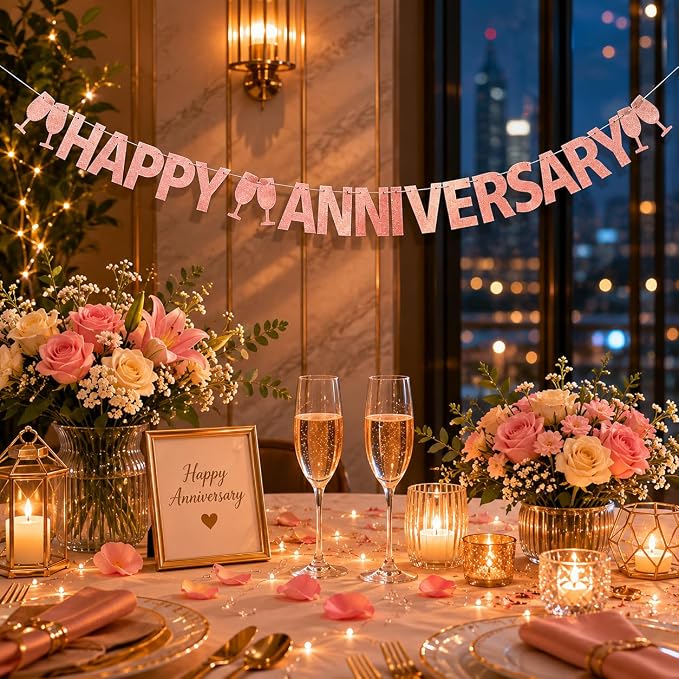 Happy Anniversary Banner, Wedding Anniversary Party Decorations Supplies - Image 3
