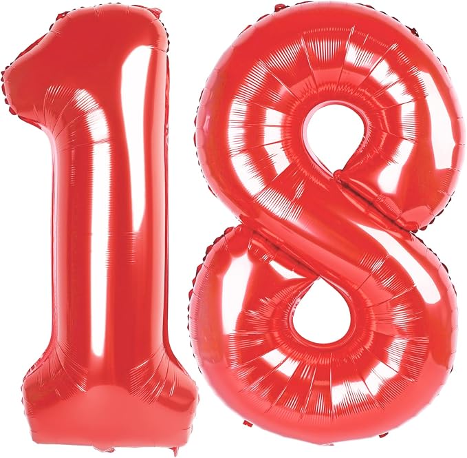 Numbers 17 Balloon 40Inch Red Balloons by Argthjy