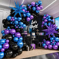 Black Purple Blue Balloon Arch Garland Kit Metallic Latex Foil Balloons | Video by SUNPROUND