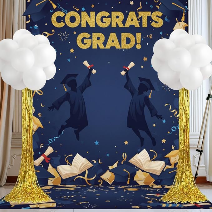 Gejoy 2 Set White and Gold Graduation Decorations Graduation Balloon Column - Image 4