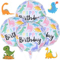 18" Dinosaur Balloons for Party Decorations, HAPPY Birthday Dino Foil Balloons by Paeyeq