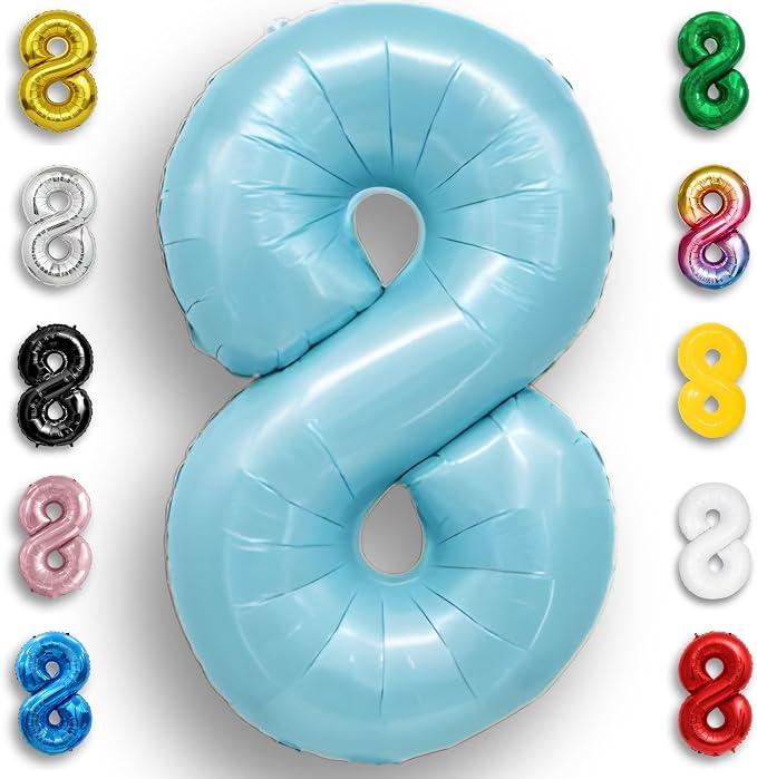 Candy Blue Number Balloon 8 Mylar Foil Balloons 32 inch by Unknown