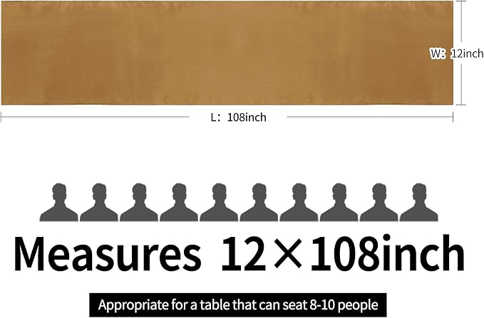 10-Pack Satin Table Runner Old Gold 12 x 108 inches Long, Table Runners - Image 4