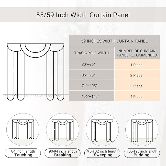 WAZZIO Boho Lace Curtains 72 Inches 2 Panel, Light Filtering Privacy Tassel & - Image 7